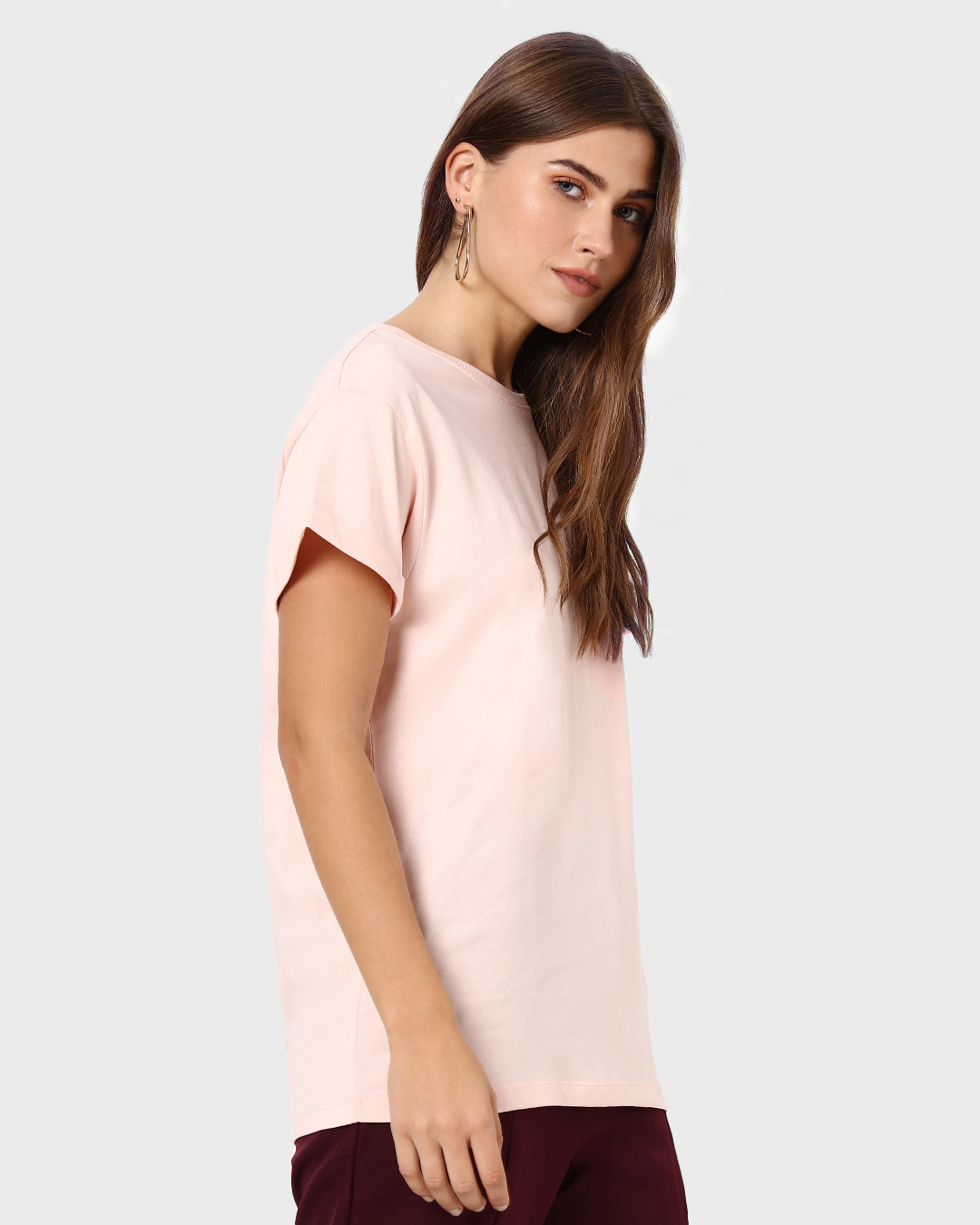 Shop Women's Seashell Pink Boyfriend T-Shirt-Back