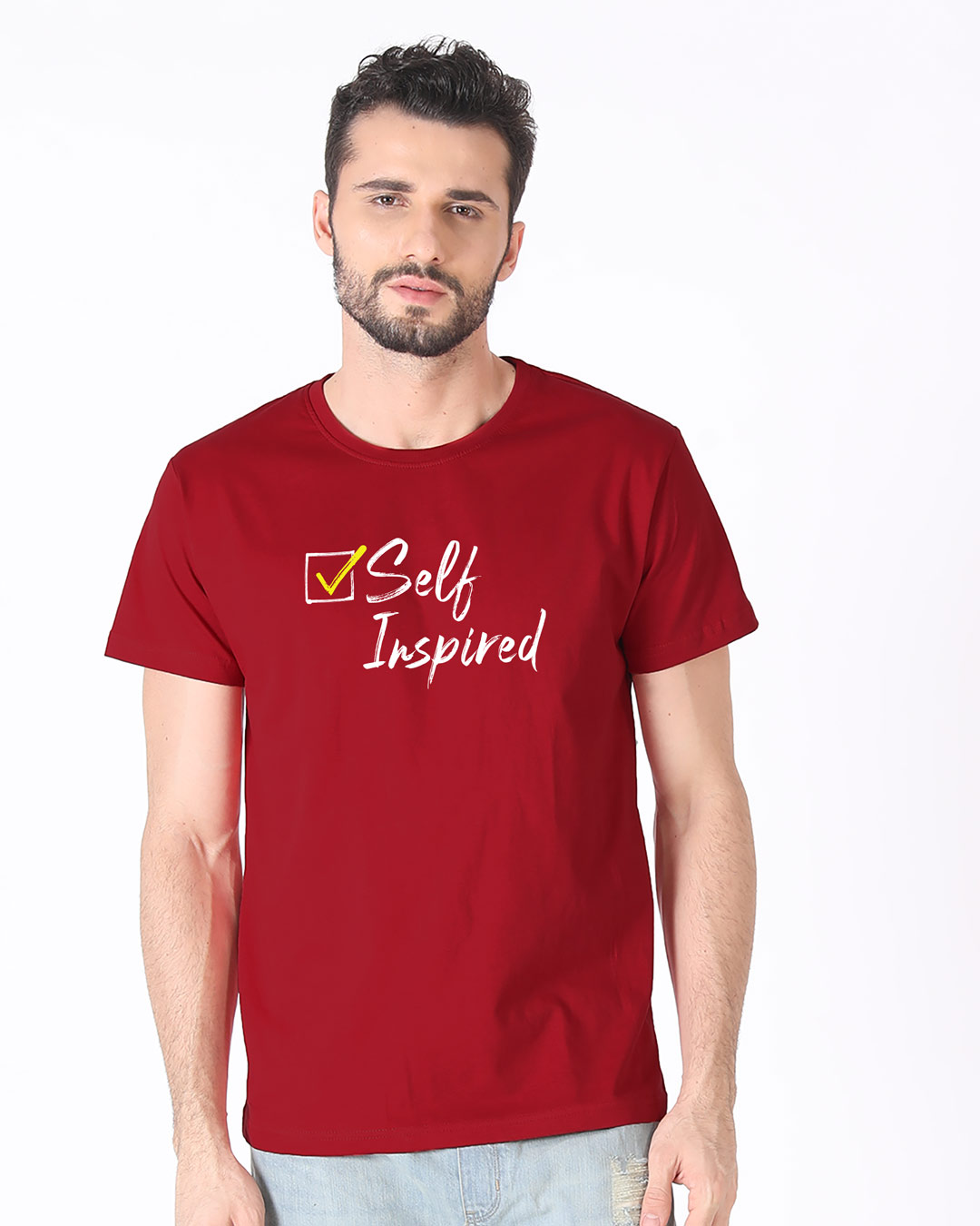 Shop Self Inspired Tick Half Sleeve T-Shirt-Back