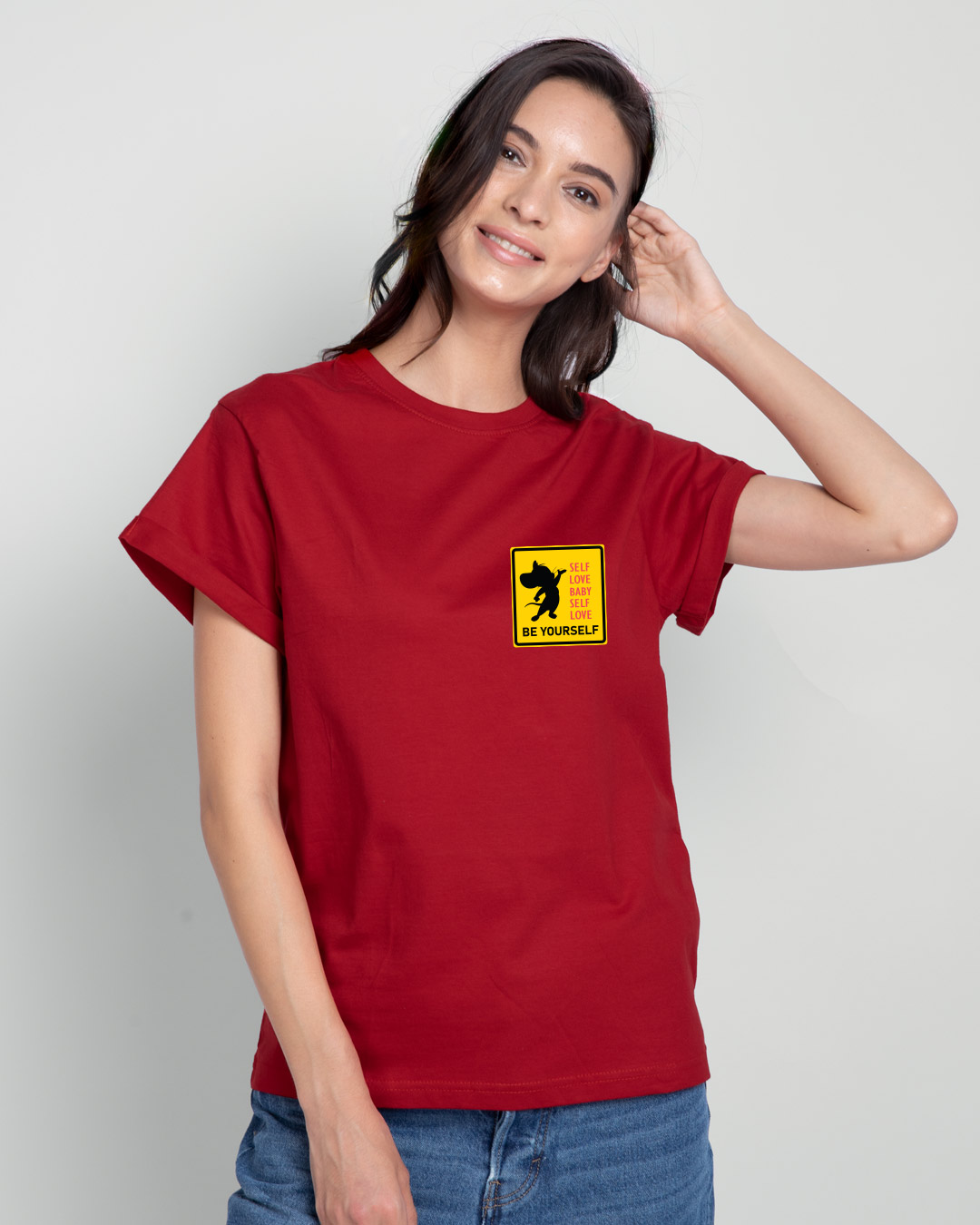 Shop Self love Jerry Boyfriend T-Shirt Bold Red (TJL)-Back