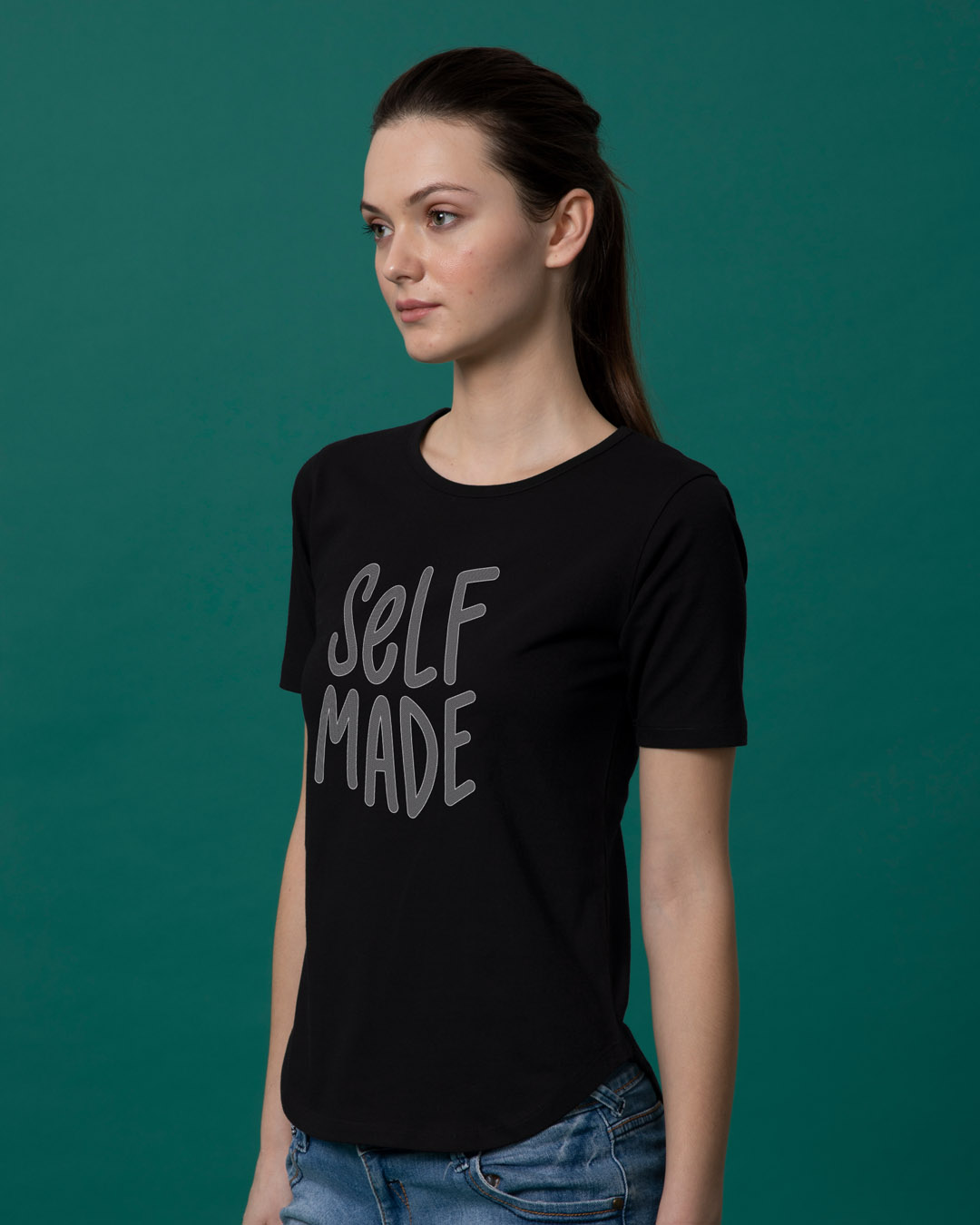 Shop Self Made Basic Round Hem T-Shirt-Back