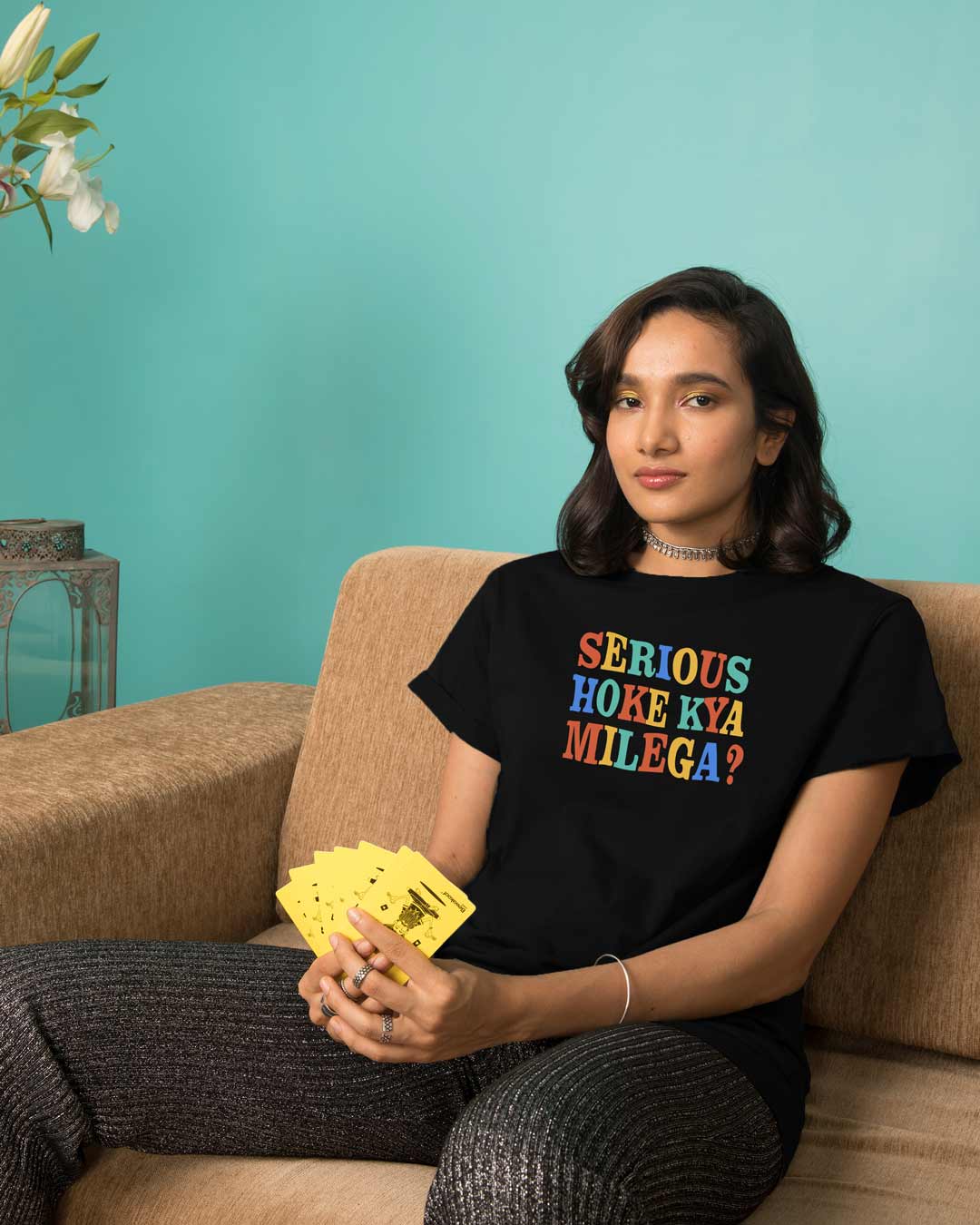 

Serious Hoke Kya Milega Boyfriend T-Shirts Black Women' Printed Boyfriend T-Shirts Bewakoof.com