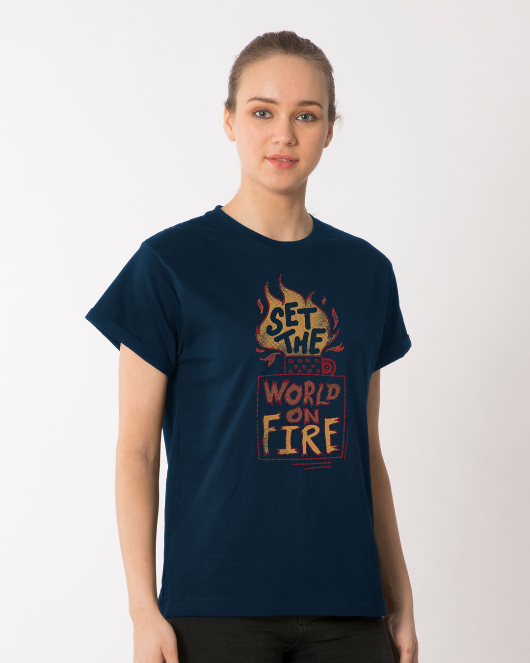 Shop Set The World On Fire Boyfriend T-Shirt-Back