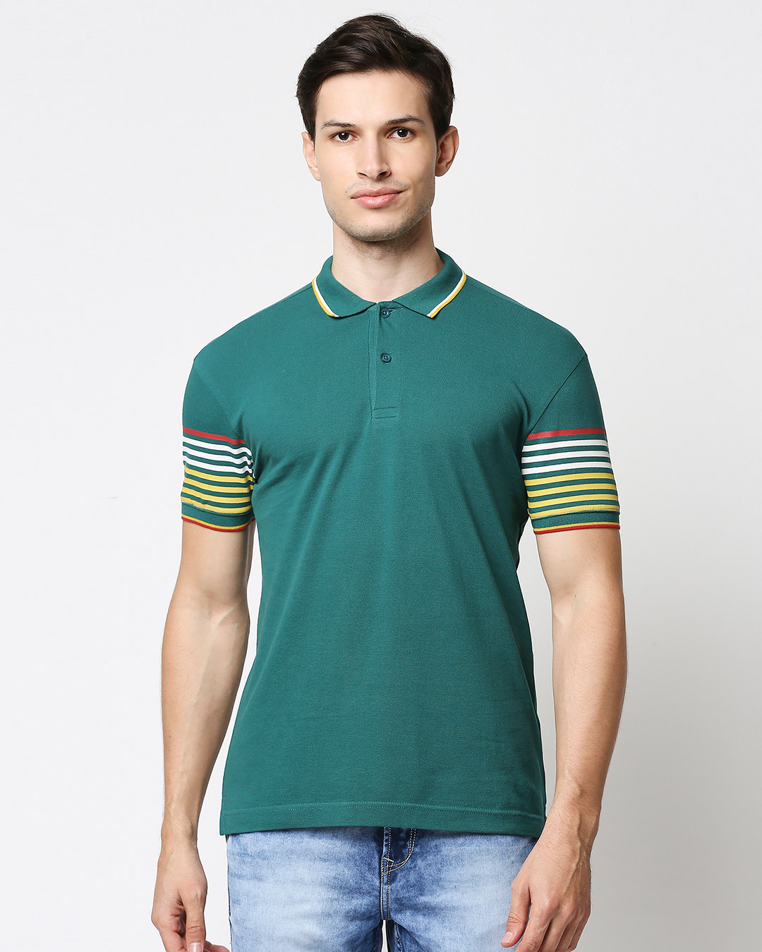 Shop Shaded Spruce Sleeves Stripe Polo T-Shirt-Back
