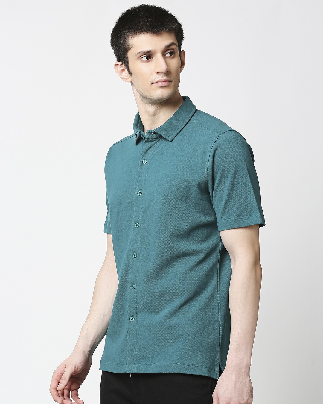 Shop Shaded Spurce Solid Half Sleeve Shirt-Back