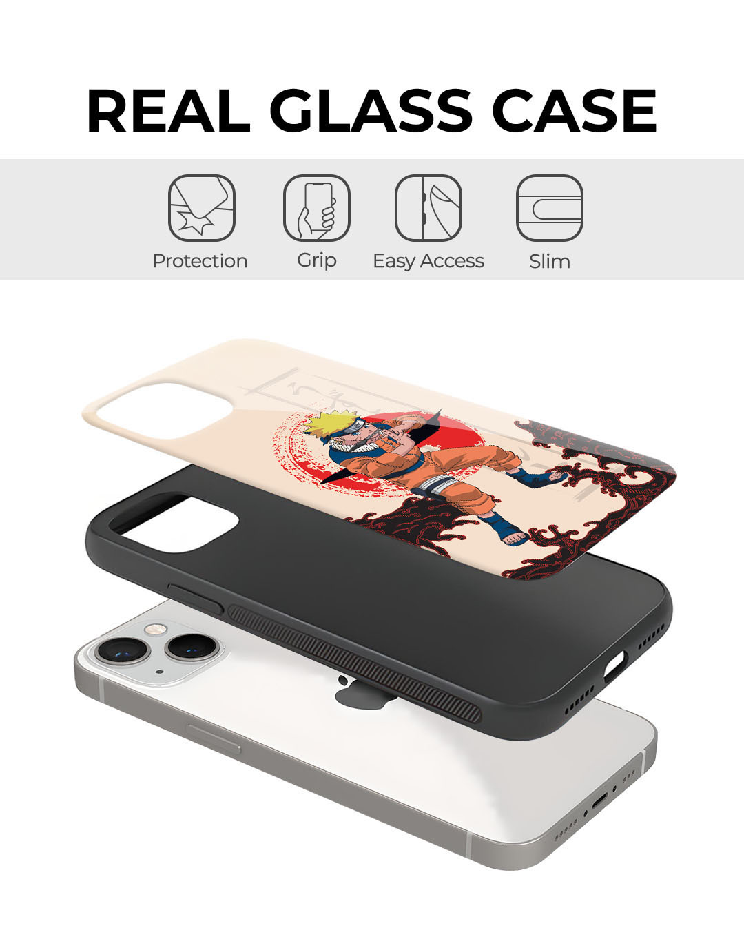 Shop Shadow Clone Jutsu Premium Glass Cover for Apple iPhone 14-Back