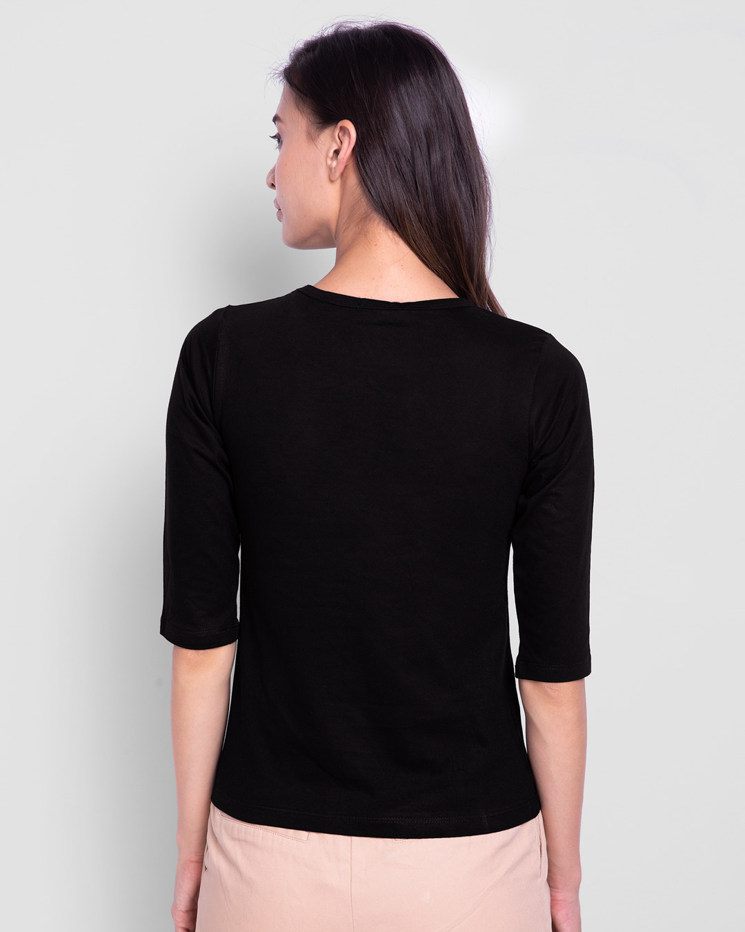 Shop Shanti Minimal 3/4th Sleeve Slim Fit T-Shirt-Back