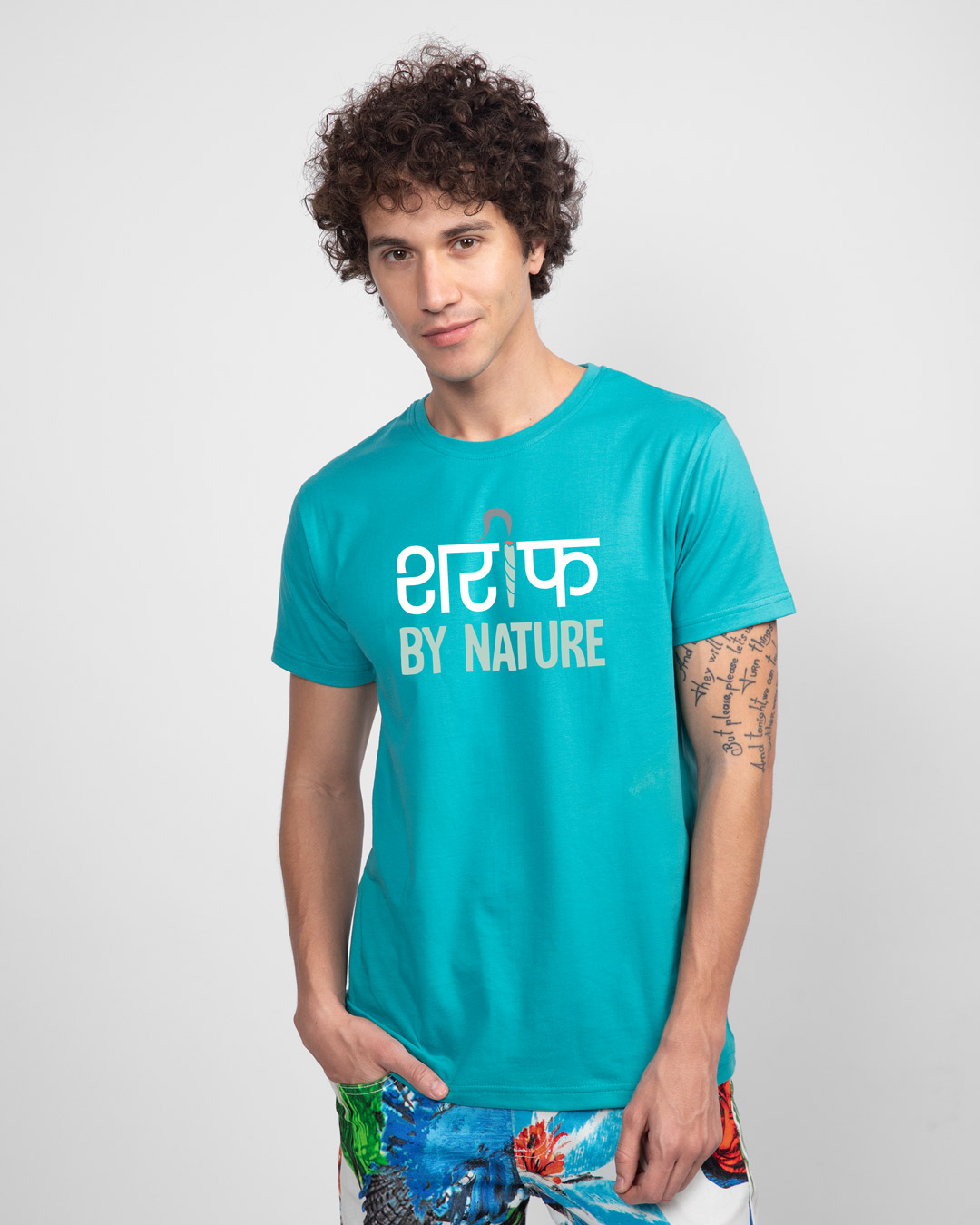 Shop Men's Blue Shareef By Nature Typography T-shirt-Back