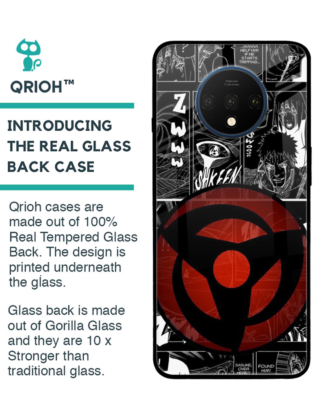 Shop Sharingan Premium Glass Case for OnePlus 7T (Shock Proof,Scratch Resistant)-Back