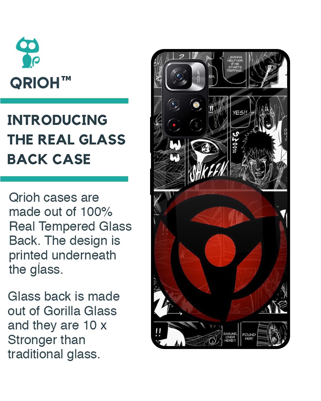 Shop Sharingan Premium Glass Case for Redmi Note 11T 5G (Shock Proof,Scratch Resistant)-Back