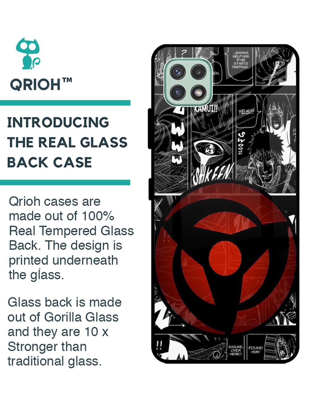 Shop Sharingan Premium Glass Case for Samsung Galaxy A22 5G (Shock Proof,Scratch Resistant)-Back