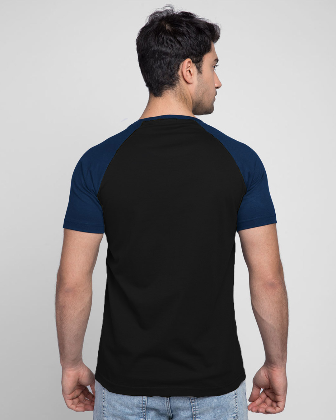 Shop Sharma Se Kya Sharmana Half Sleeve Raglan T-Shirt Navy Blue-Black-Back