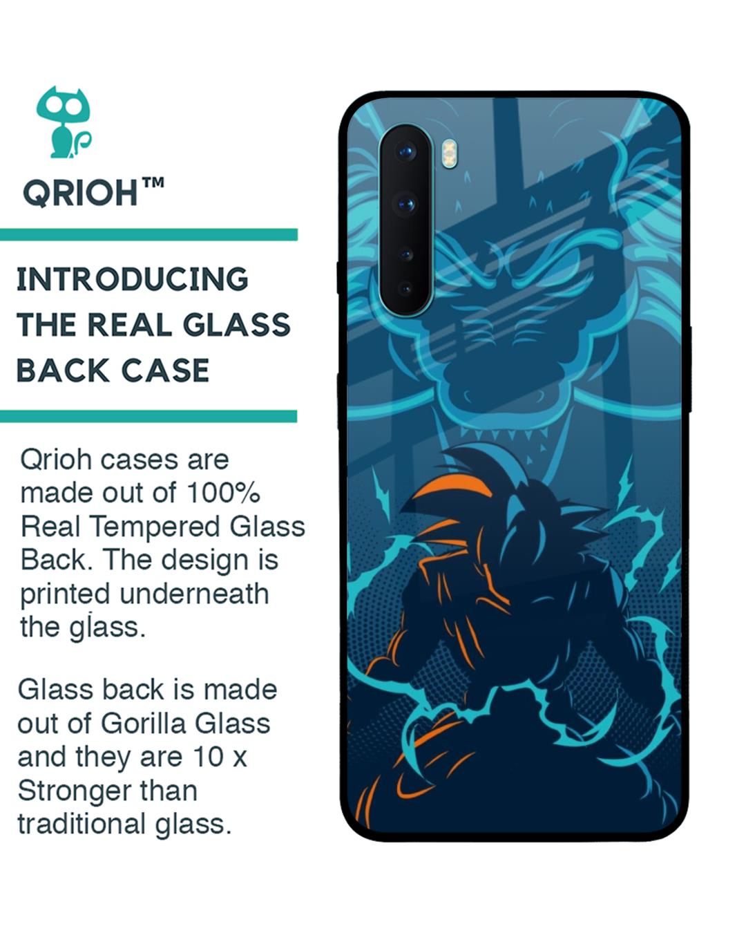 Shop Shenlong Goku Premium Glass Case for OnePlus Nord (Shock Proof,Scratch Resistant)-Back