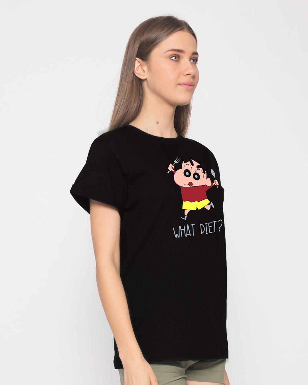 Buy Shinchan Diet Boyfriend T-Shirt for Women black Online at Bewakoof