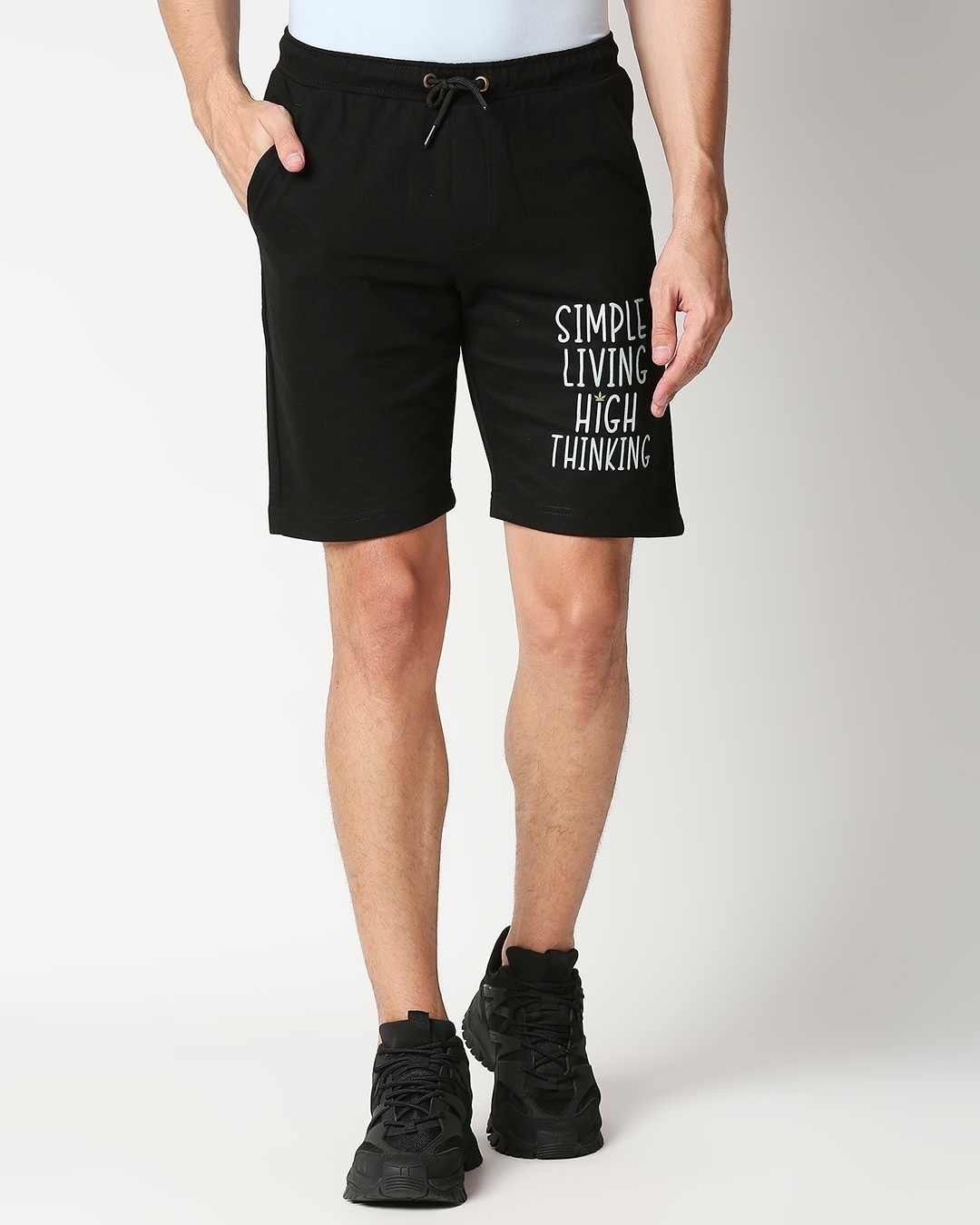Shop Simple Living High Thinking Solid Shorts-Back