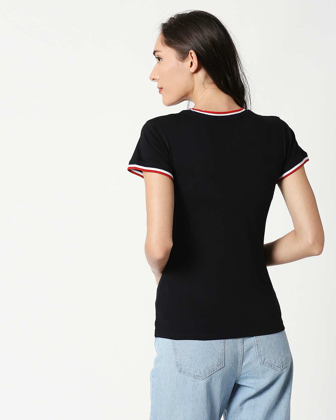 Shop Simplicity Daisy Crewneck Varsity Rib H/S T-Shirt Multicolor-Back