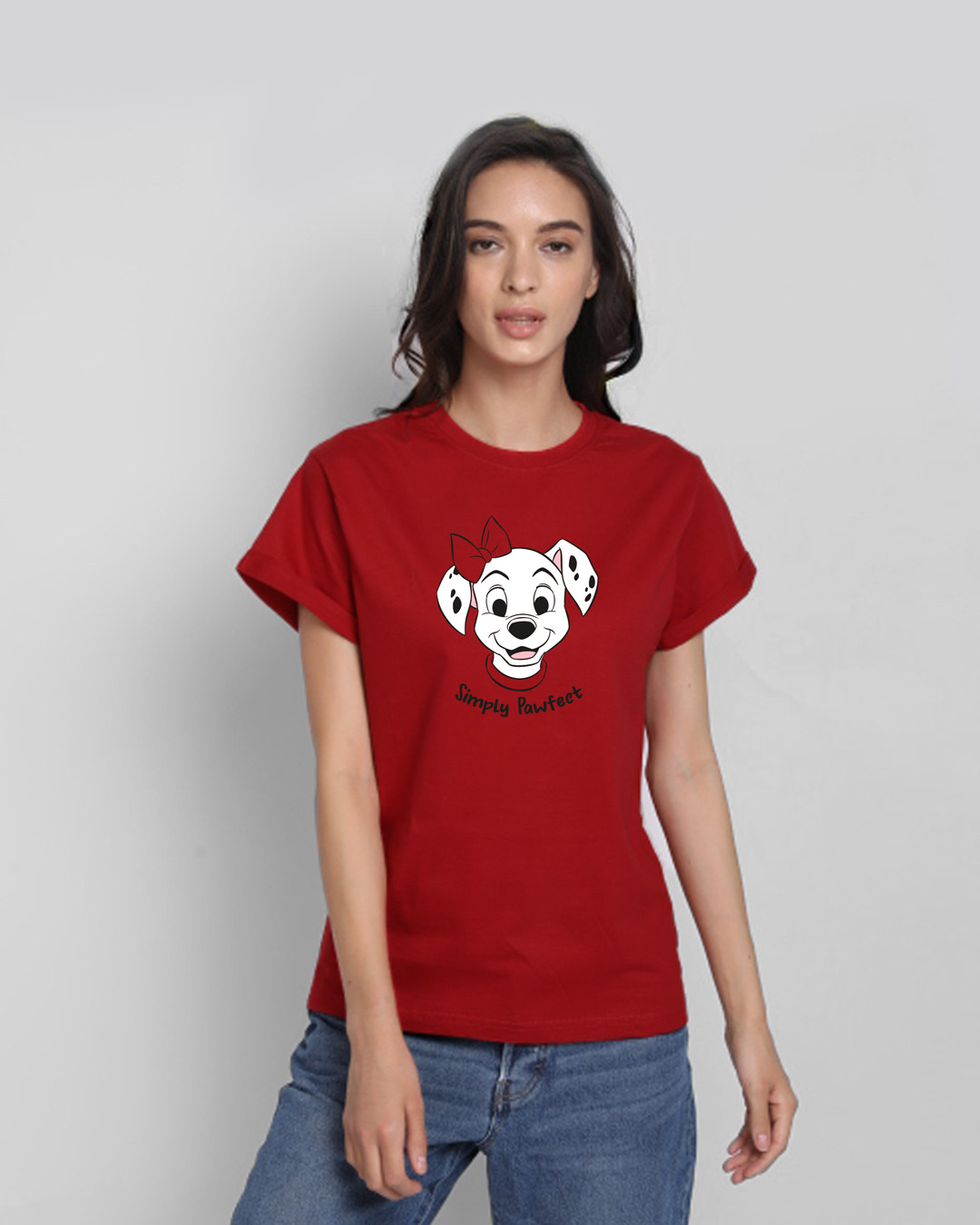 Shop Simply Pawfect Boyfriend T-Shirt (DL) Bold Red-Back