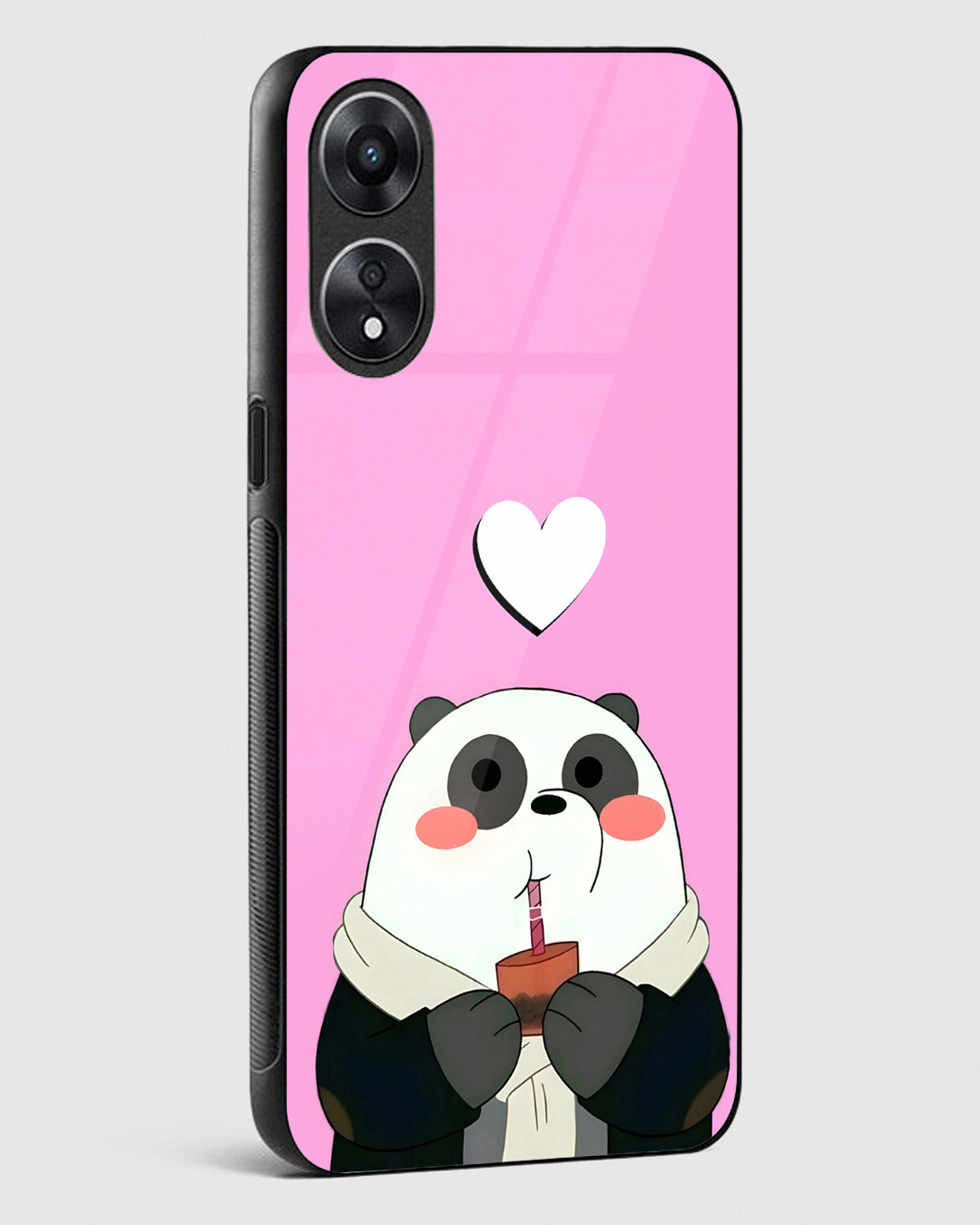 Shop Sipper Panda Premium Glass Case for Oppo A78 5G-Back