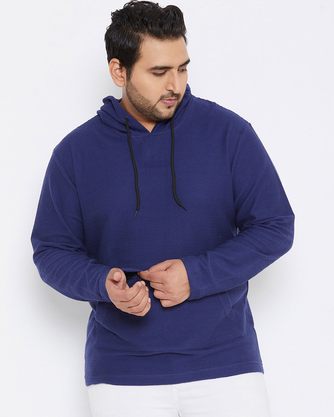 Shop Plus Size Men's Stylish Solid Full Sleeve Casual Sweatshirt-Back