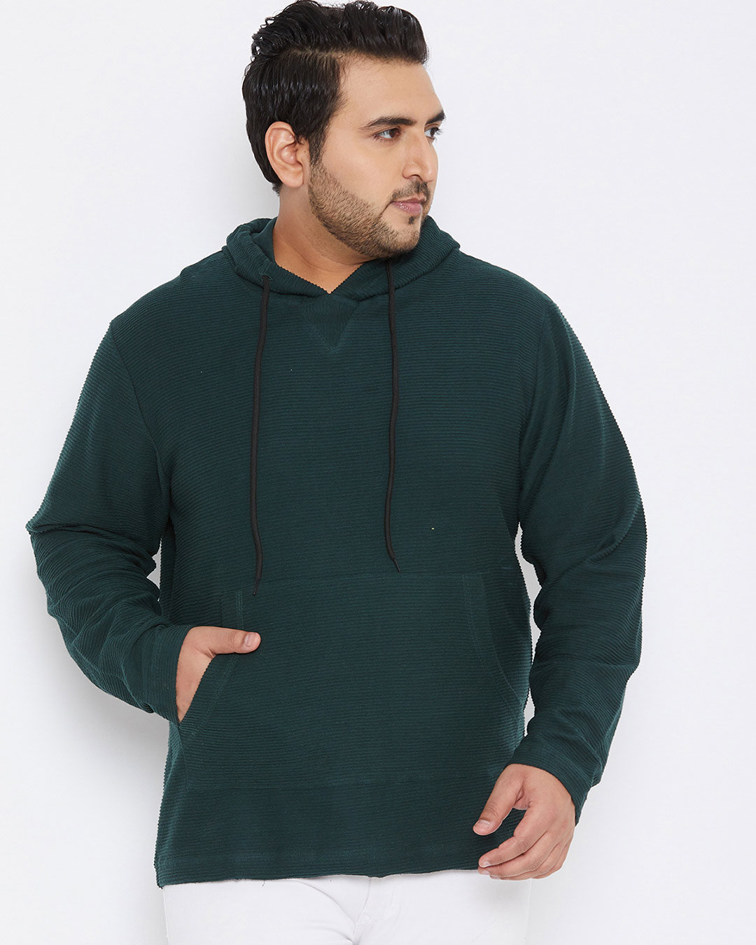 Shop Plus Size Men's Stylish Solid Full Sleeve Casual Sweatshirt-Back