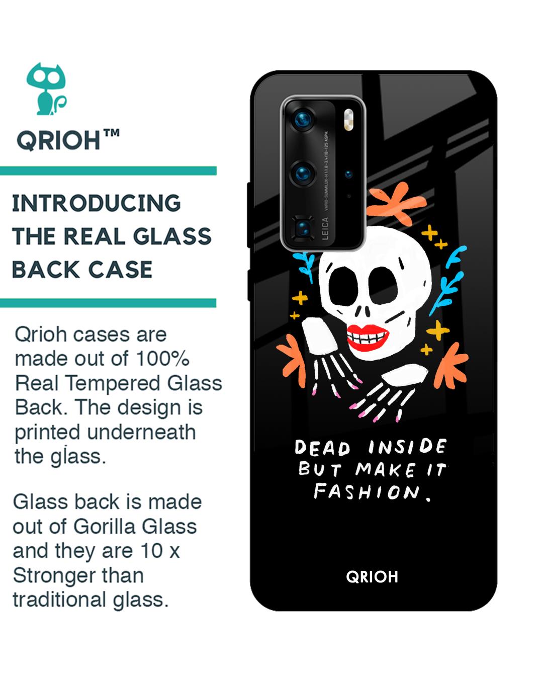 Shop Skeleton Printed Premium Glass Cover For Huawei P40 Pro (Impact Resistant, Matte Finish)-Back