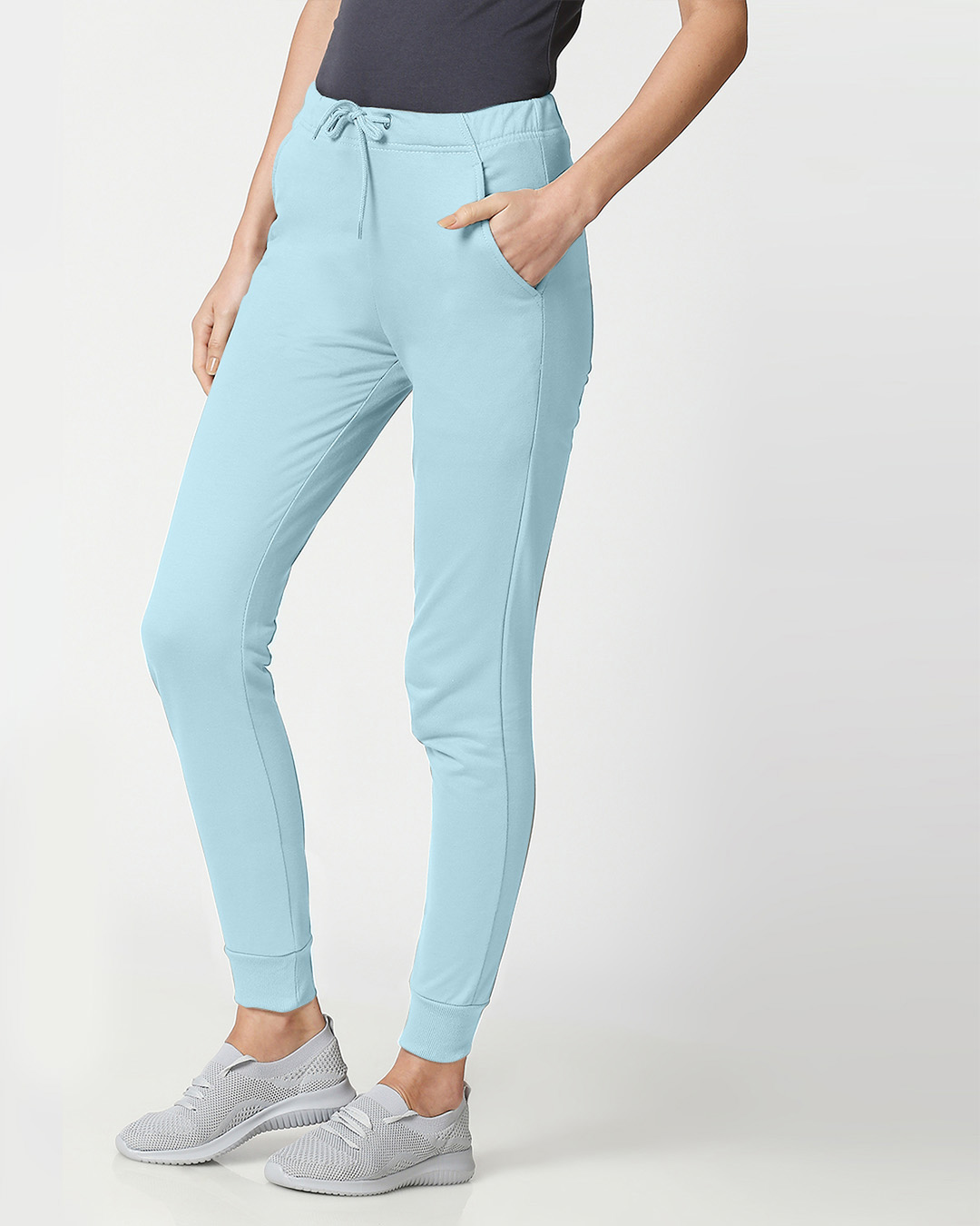 Shop Women's Sky Blue Slim Fit Casual Jogger Pants-Back