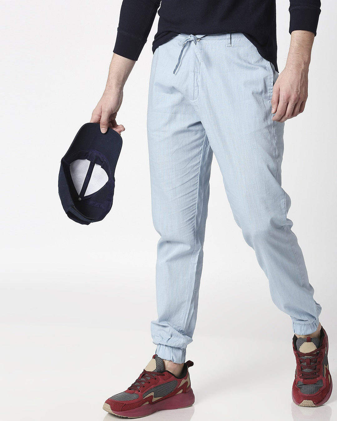 Buy Sky Blue Cotton Jogger Pants for Men blue Online at Bewakoof