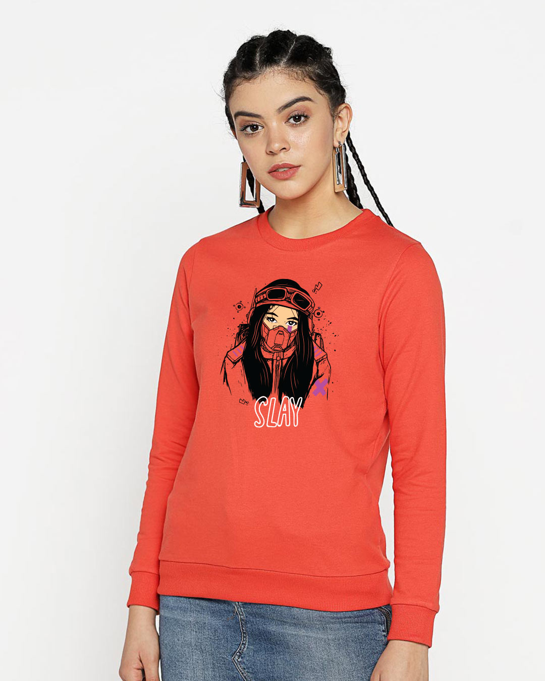 Shop Slay Girl Fleece Sweatshirt Smoke Red-Back