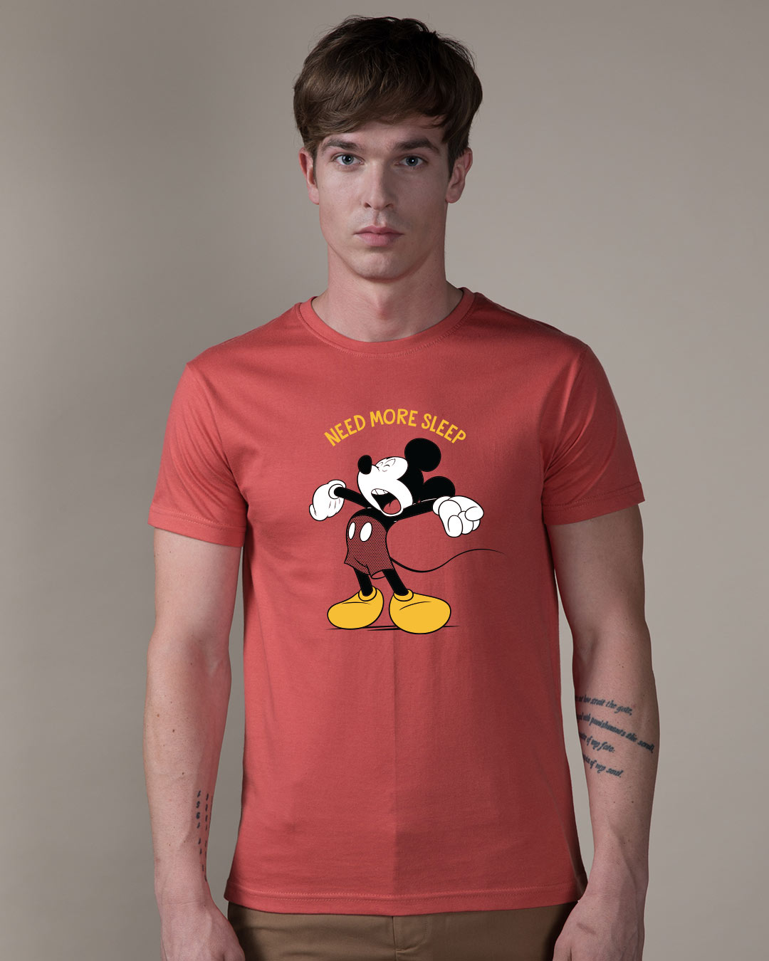 Shop Sleepy Mickey Half Sleeve T-Shirt (DL)-Back