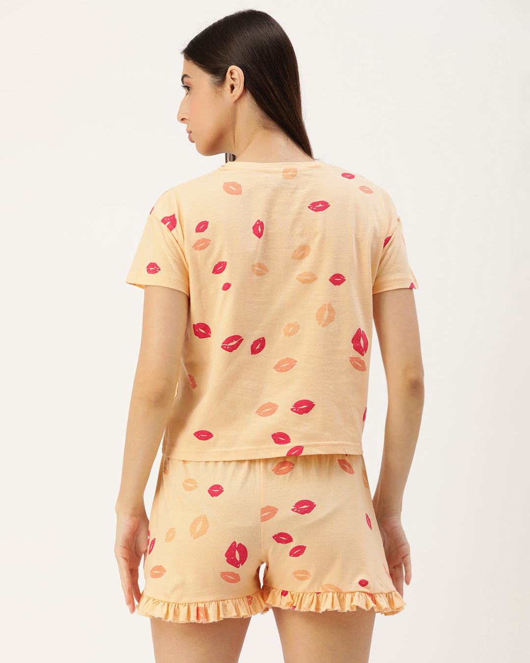 Shop Women's Orange Bleached Apricot Shorts set-Back