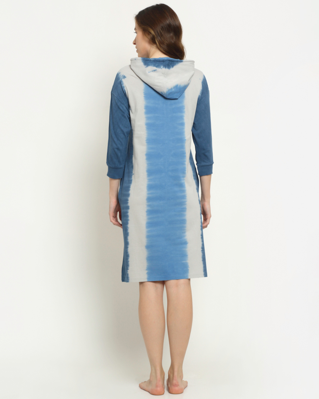 Shop Women's Blue Icy Melt Hoodie Dress-Back