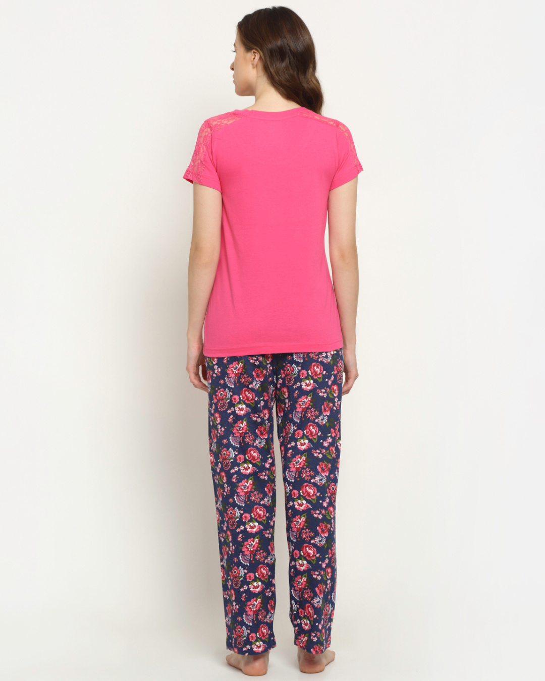 Shop Women's Pink Floral Pyjama Set-Back