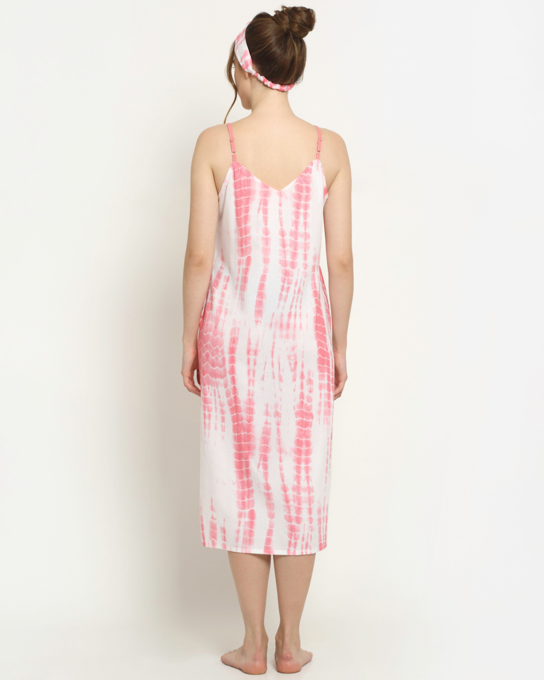 Shop Women's Pink Tie&Dye Nightdress-Back