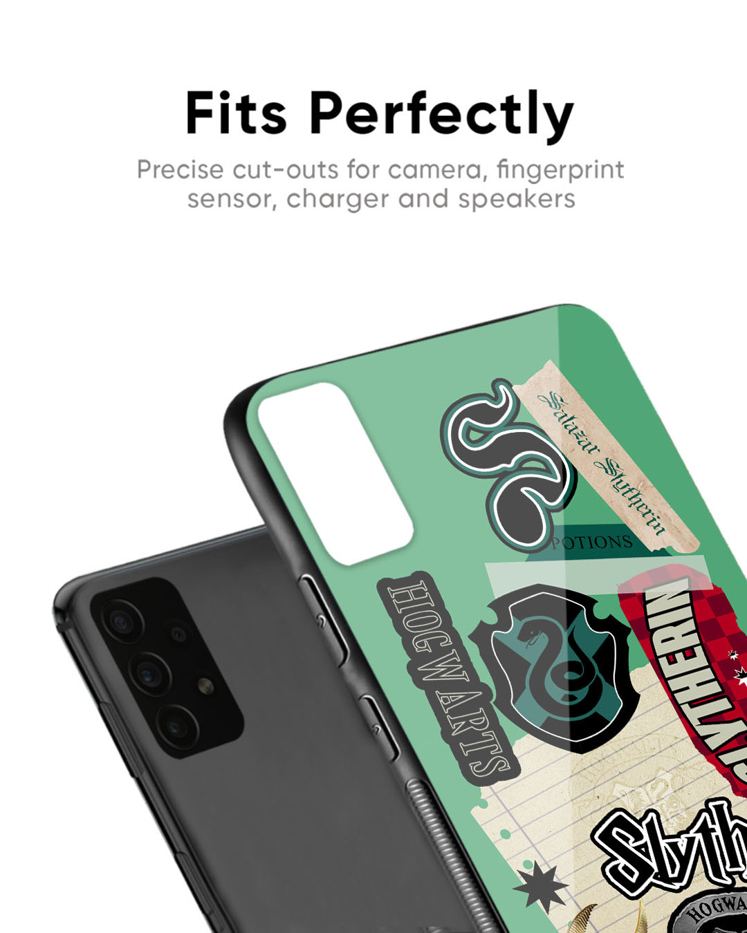 Shop Slytherin Premium Glass Case for OnePlus 8 (Shock Proof, Scratch Resistant)-Back