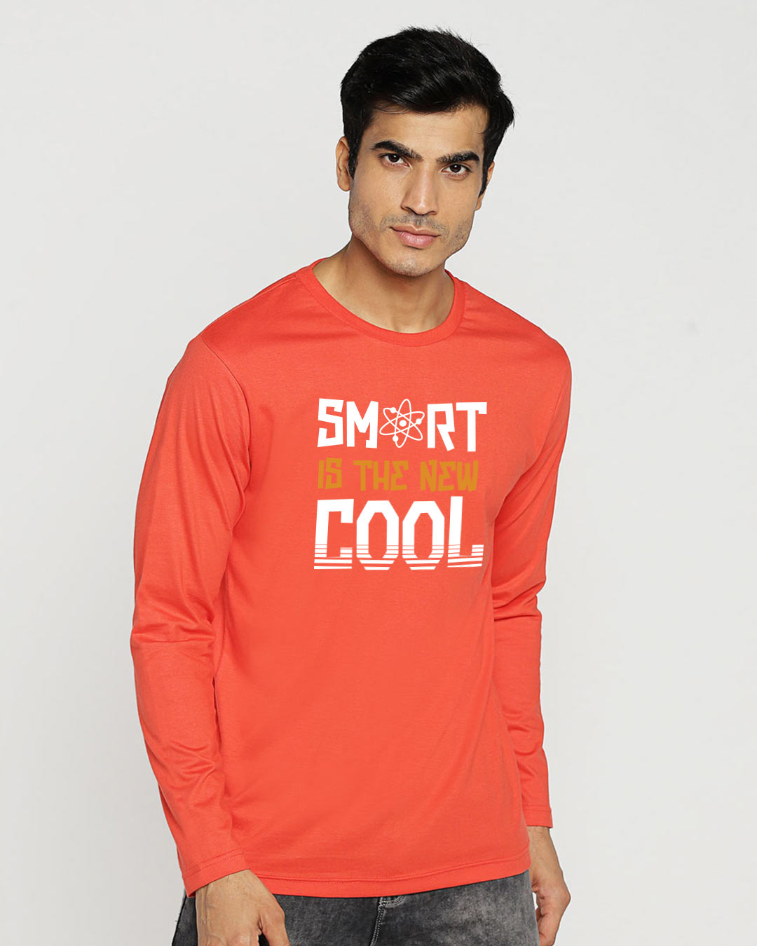 Shop Smart Is The New Cool Full Sleeve T-Shirt Smoke Red-Back