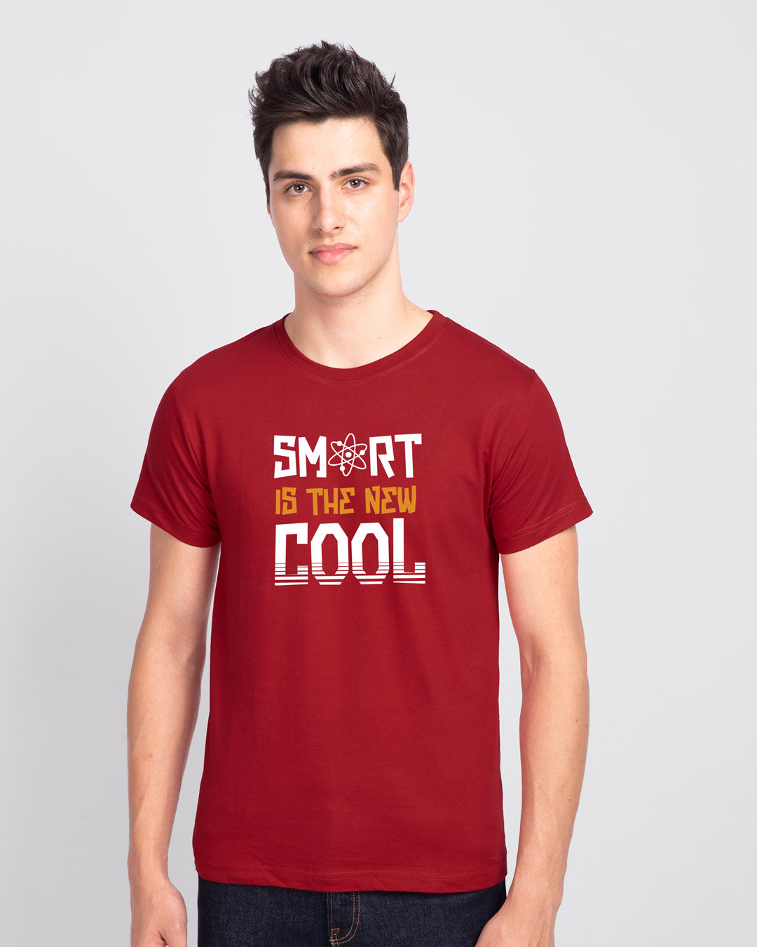 Shop Smart Is The New Cool Half Sleeve T-Shirt Bold Red-Back