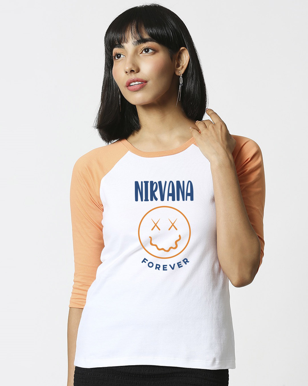 Shop Smile Nirvana 3/4th Sleeve Raglan T-Shirt-Back