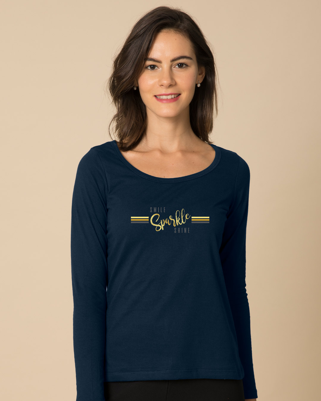 Shop Smile.sparkle.shine Scoop Neck Full Sleeve T-Shirt-Back