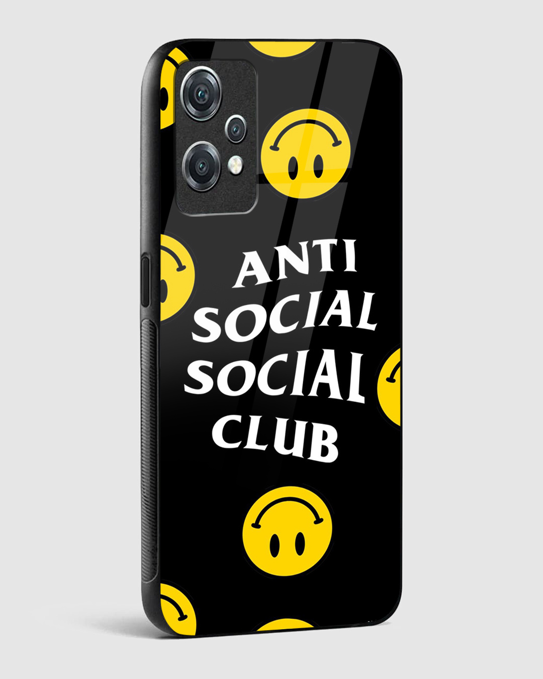 Shop Smiley Anti Social Premium Glass Case for OnePlus Nord CE 2 Lite 5G-Back