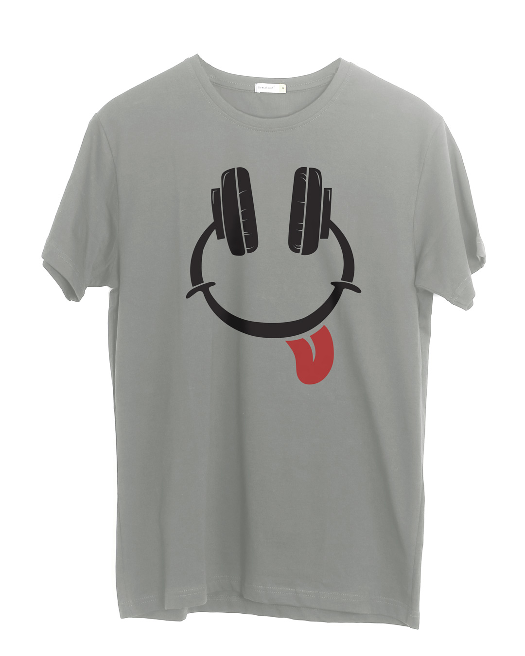 Buy Smiley Headphone Face Half Sleeve T-Shirt for Men grey Online at ...