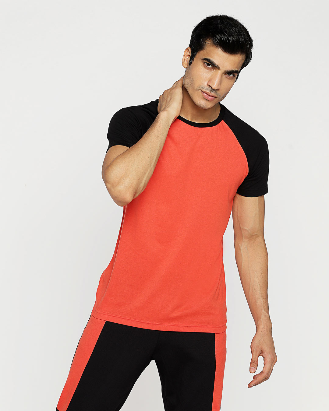 AngelJackets Mens Red and Black Short Sleeve Raglan T Shirt - XXL