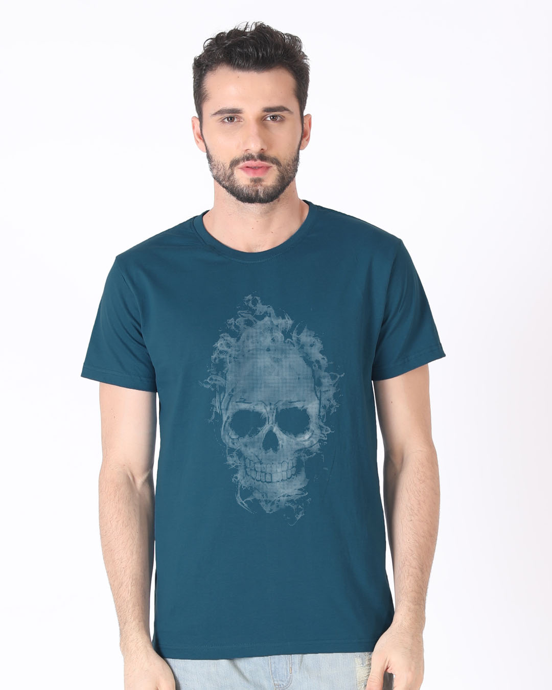 Shop Smokey Skull Half Sleeve T-Shirt-Back