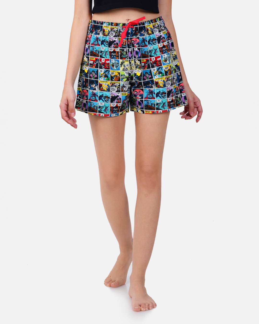 Buy Women's Blue & Black Printed Regular Fit Boxer Online at Bewakoof
