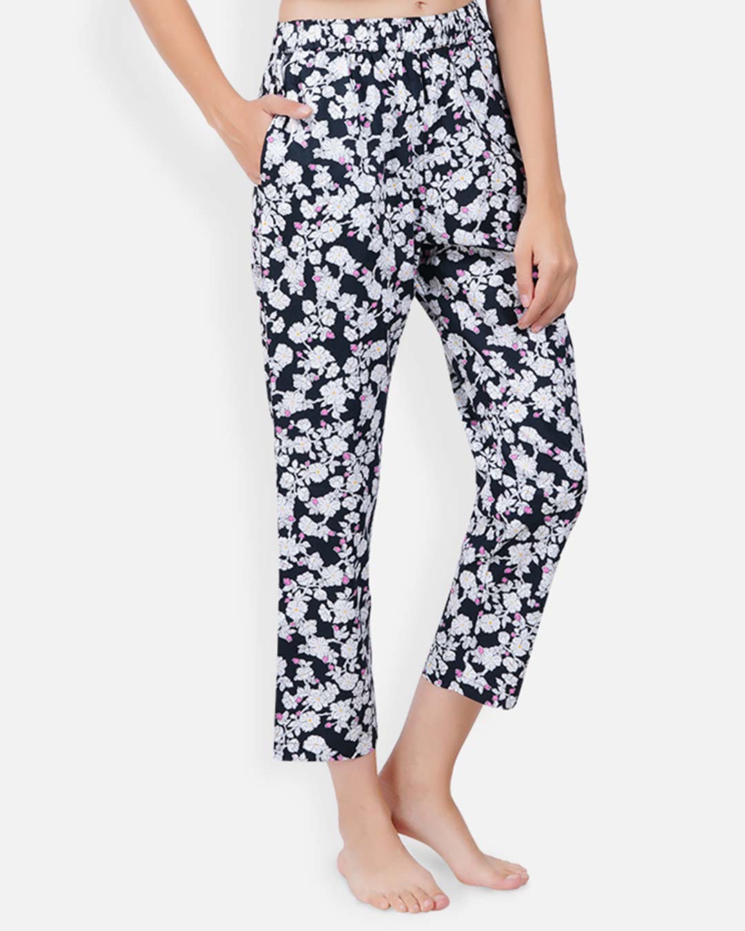 Shop Women's Pyjamas Black Flower-Back