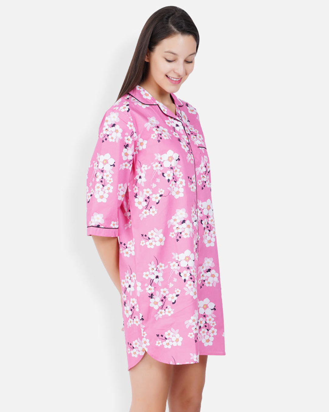 Shop Women's Sleepshirt Pink Flower-Back