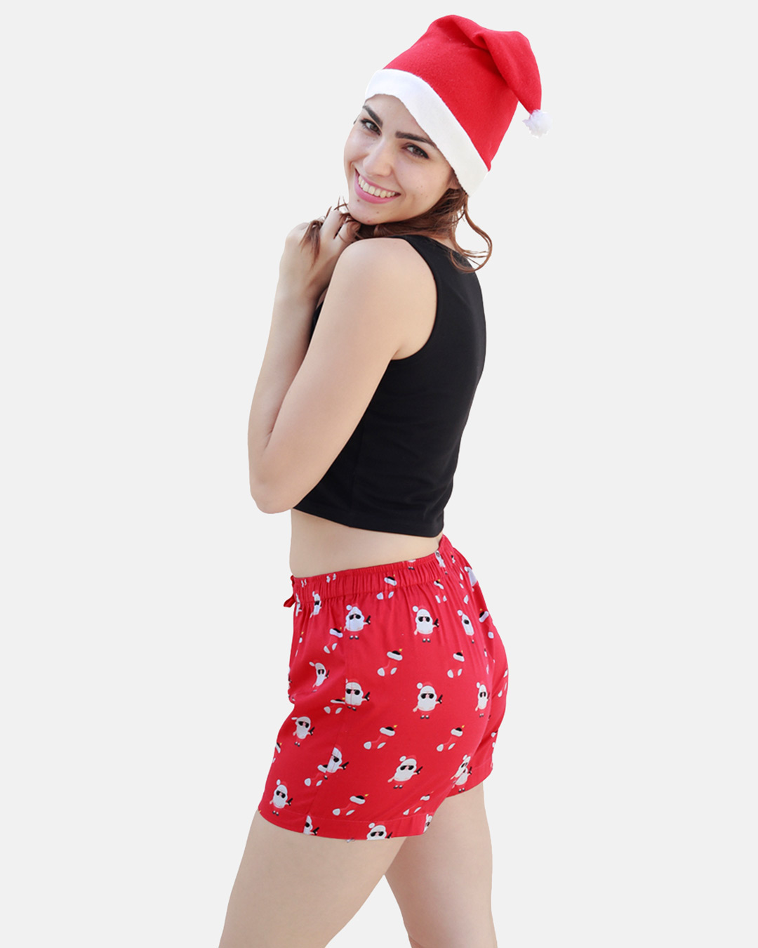 Shop Women's X'mas Bad Santa Boxer Red-Back
