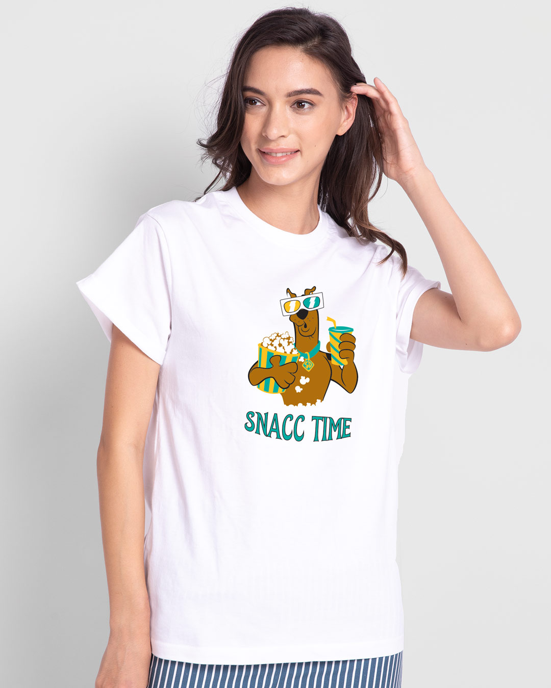Shop Snacc Time Boyfriend T-Shirt White-Back