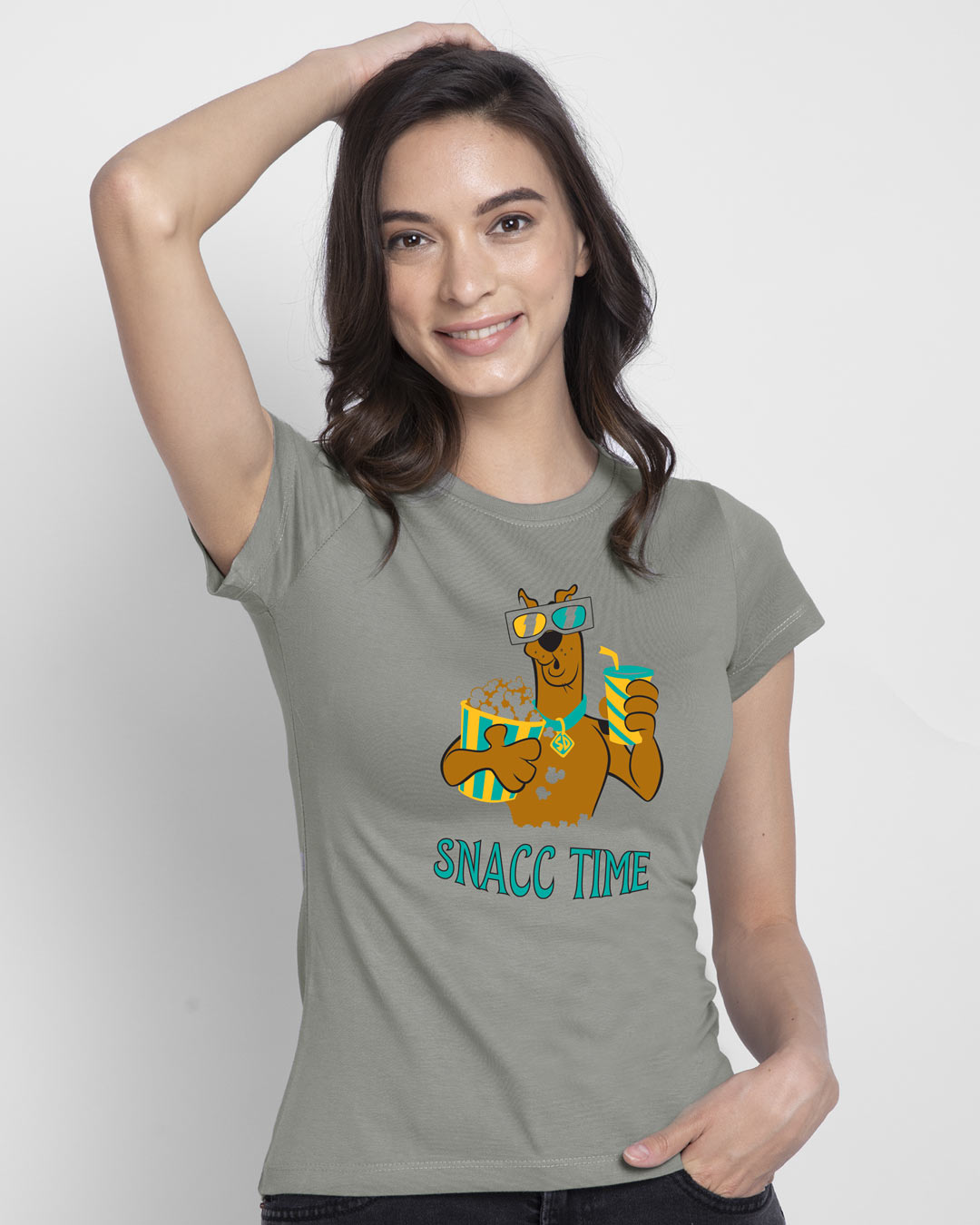 Shop Snacc Time Half Sleeve Printed T-Shirt Meteor Grey-Back