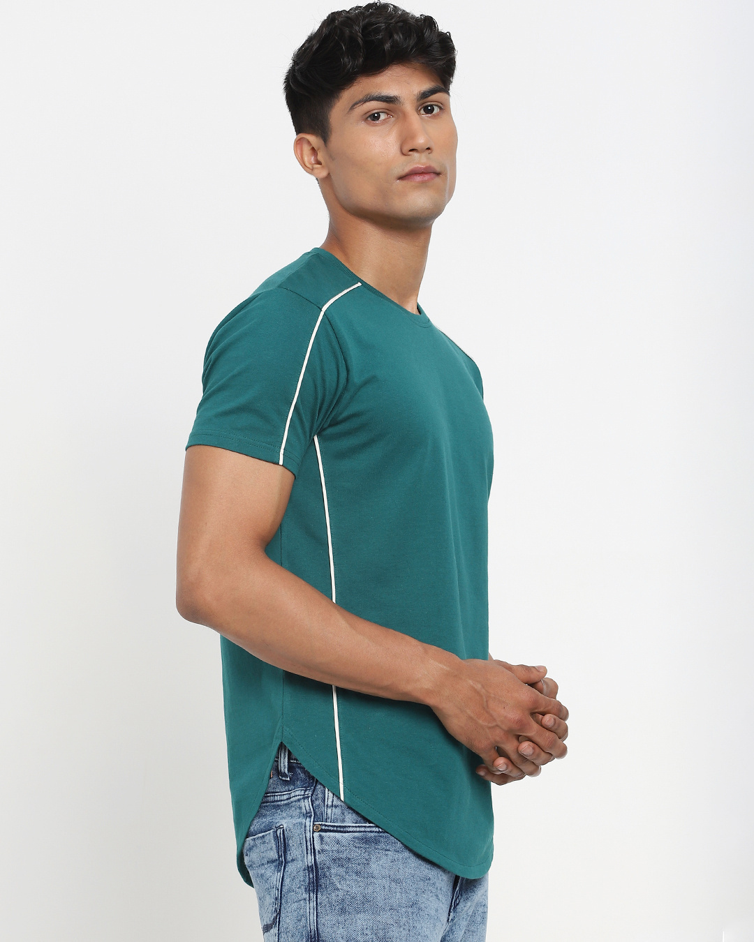 Shop Snazzy Green Pipping Apple Cut T-shirt For Men's-Back