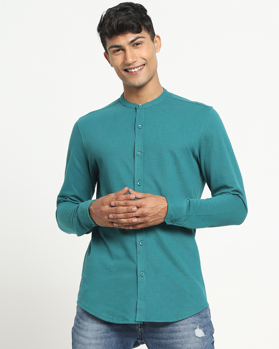Shop Snazzy Green Pique Shirt-Back