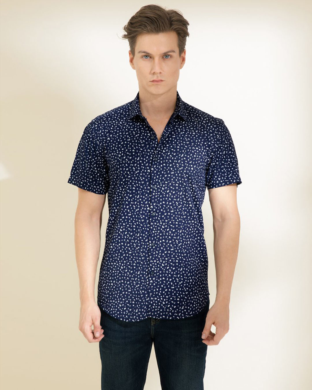 Buy Snitch Abstract Dotted Navy Shirt for Men blue Online at Bewakoof